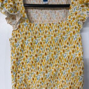 Old Navy Yellow and White Floral Blouse